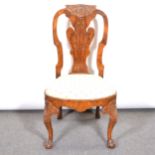 SIngle Queen Anne style burr walnut dining chair