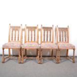 Set of six oak high-back dining chairs,