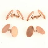 Two pairs of 9 carat rose gold cufflinks.