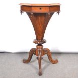 Victorian rosewood pedestal work table,