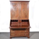 George III mahogany bureau bookcase,