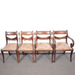 Set of eight George II mahogany bar-back dining chairs.