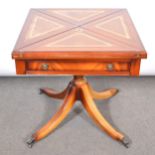 Modern mahogany bridge table, envelope top