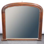 Oak framed overmantel mirror,