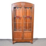 Oak and stained wood display cabinet,