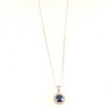 Sapphire and diamond pendant.