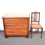 Edwardian walnut chest of drawers and a bedroom chair
