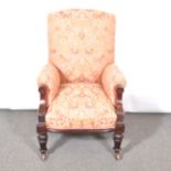 Victorian walnut framed easy chair.