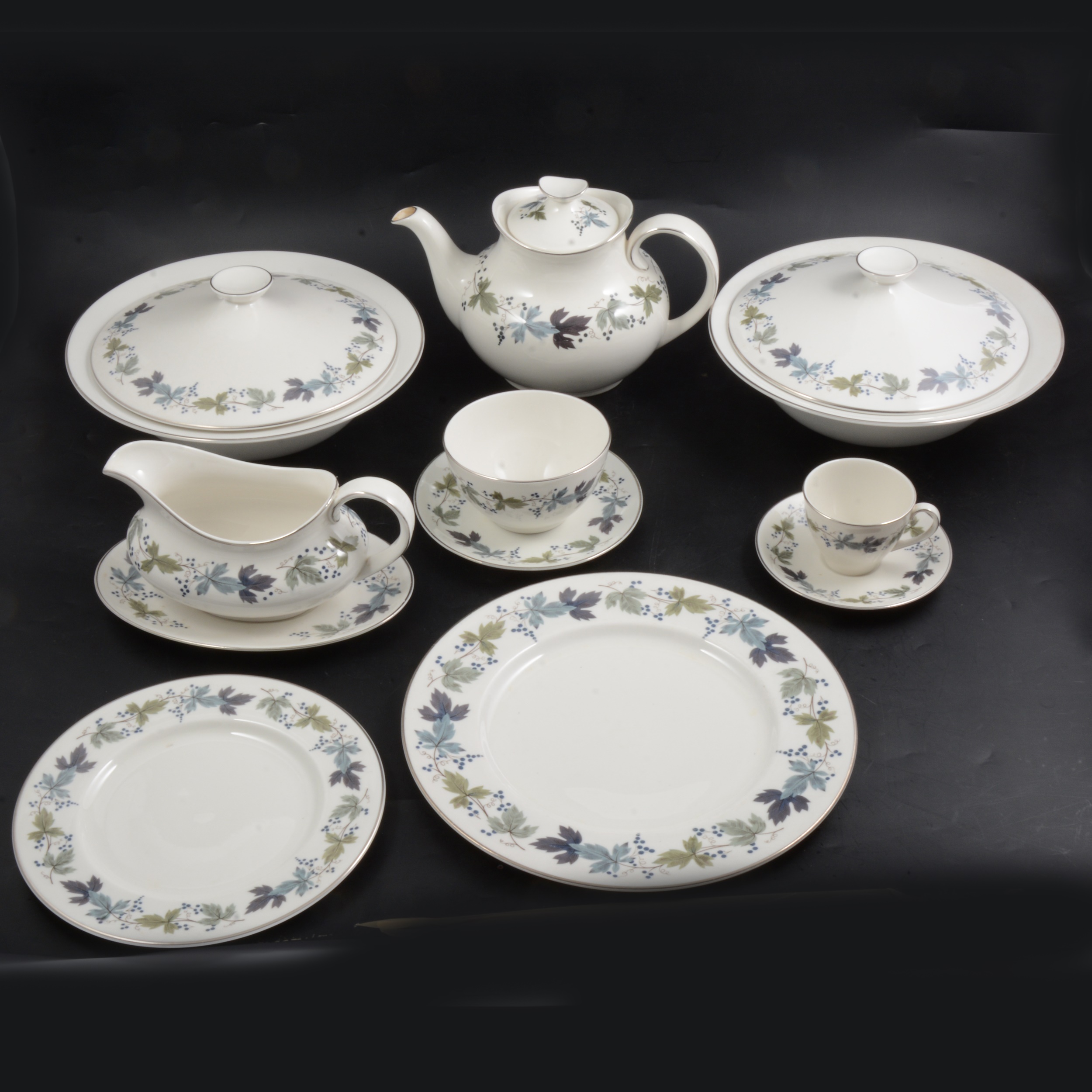 Royal Doulton 'Burgundy' pattern part dinner and tea service.