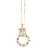 Effy - Panther design pendant et with diamonds and emerald.