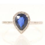 Effy - A pear shaped sapphire and diamond cluster ring.