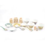 Chinese carved and pierced ivory vases, hard-stone seals and modern rice bowls and spoons.