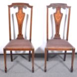 Pair of Edwardian inlaid mahogany single chairs,