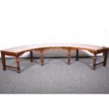 Oak window seat, concave form,