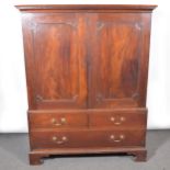 George III mahogany linen press,