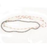 Three cultured and freshwater pearl necklaces.
