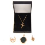Cross and chain, fob, brooch and locket.