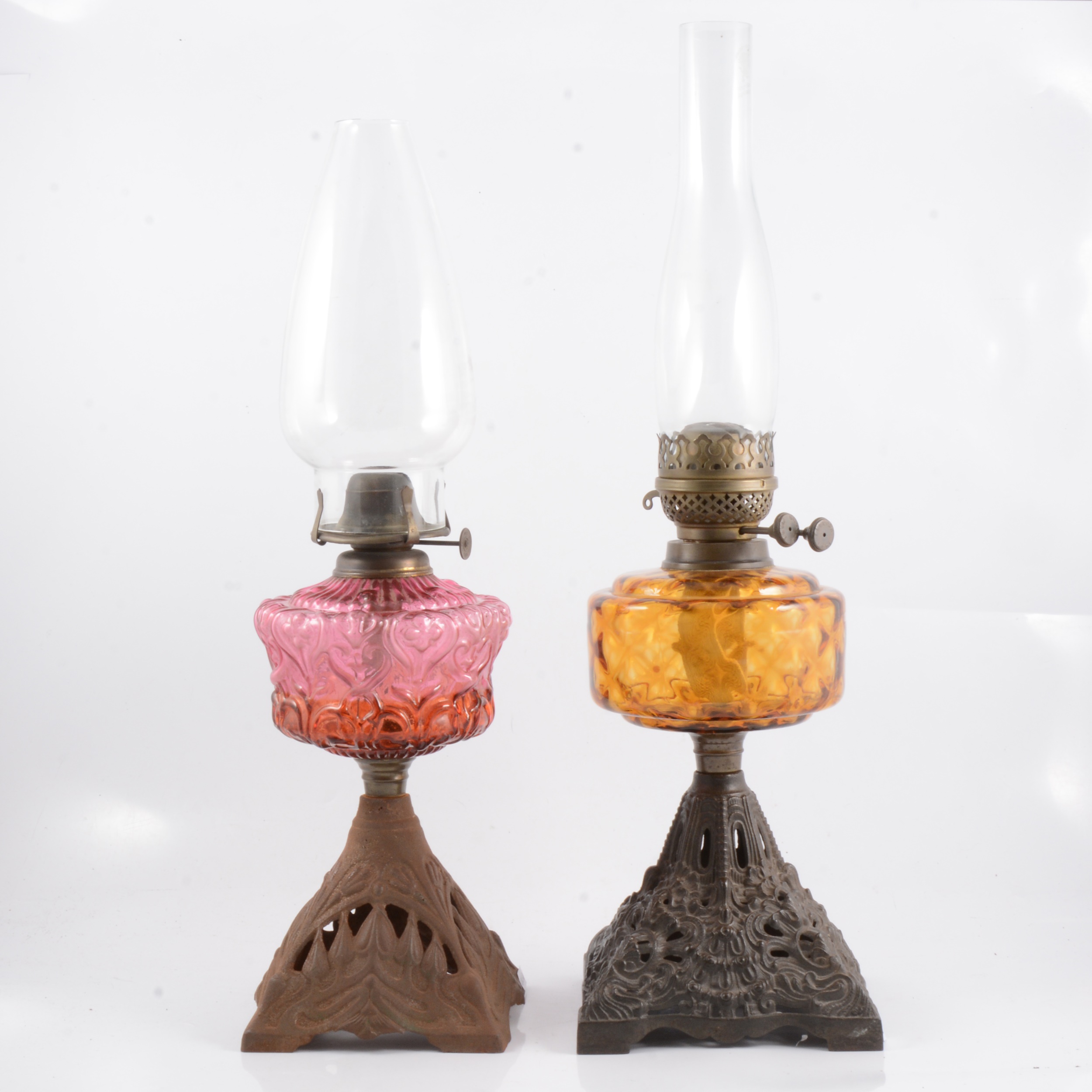 Two Victorian oil lamps