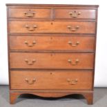 George III oak chest of drawers,