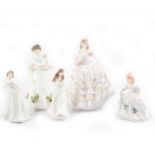 Five assorted Royal Doulton and Royal Albert figurines.