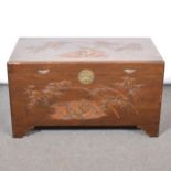 Singapore carved camphor wood chest,