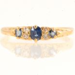 Victorian sapphire and diamond five stone ring.