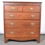 George III oak chest of drawers,