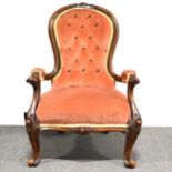 Victorian walnut easy chair