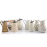 S Alcock 'The Royal Patriotic Jug' and other Victorian relief-moulded jugs.