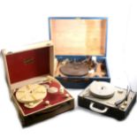 Three portable record players, Gramette, Westminster and Collaro