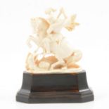 Continental carved ivory figure of St. George slaying the dragon, 19th century.