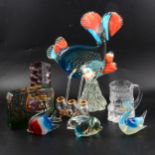 Murano Aquarium block, Murano style fish, and other decorative glasswares.