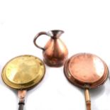 Copper haystack measure and two warming pans