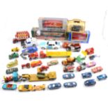 Diecast vehicles including examples by Corgi, Matchbox, Lledo and Majorette.