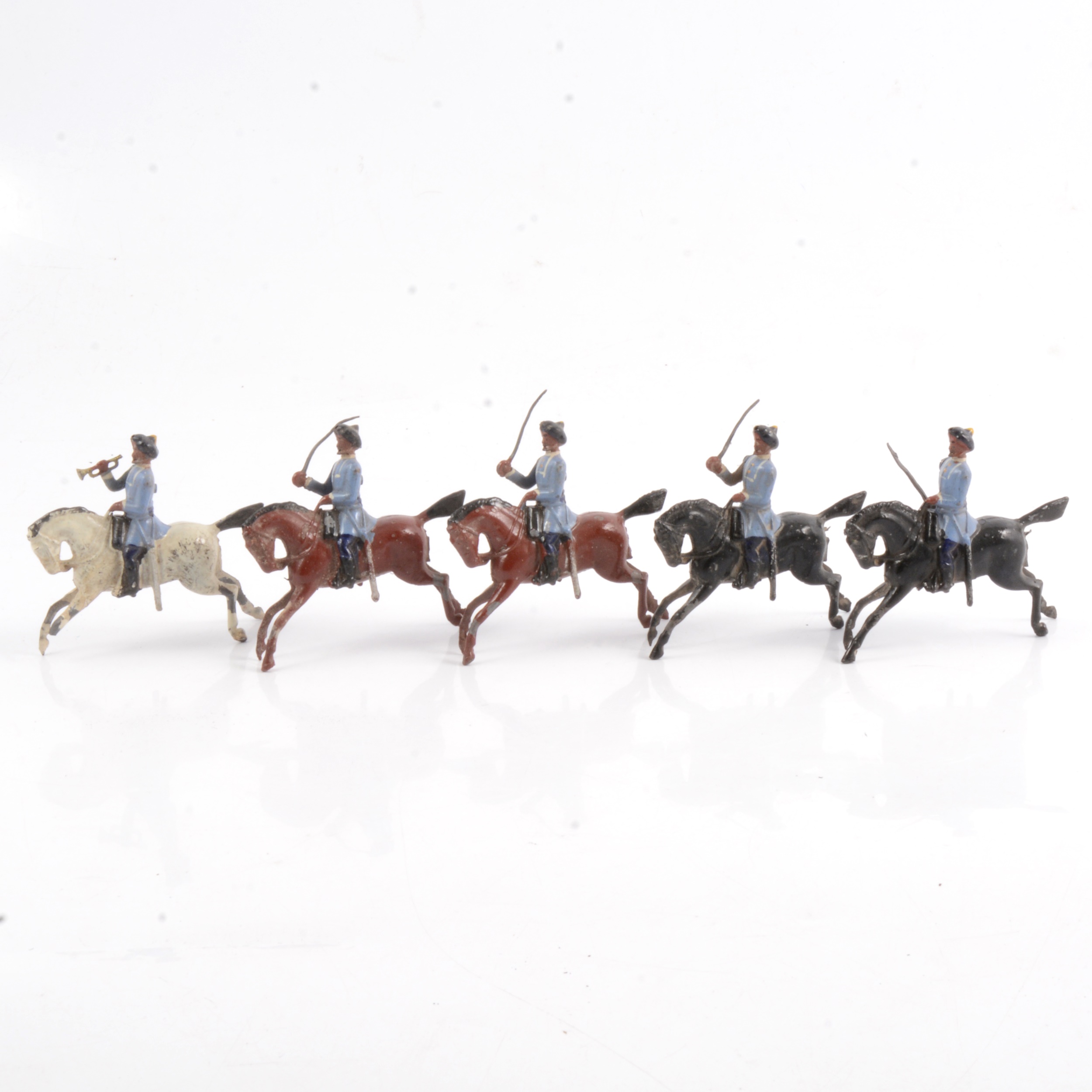 Britains lead-painted figures, 3rd Madras Light Cavalry with Trumpeter set no.45