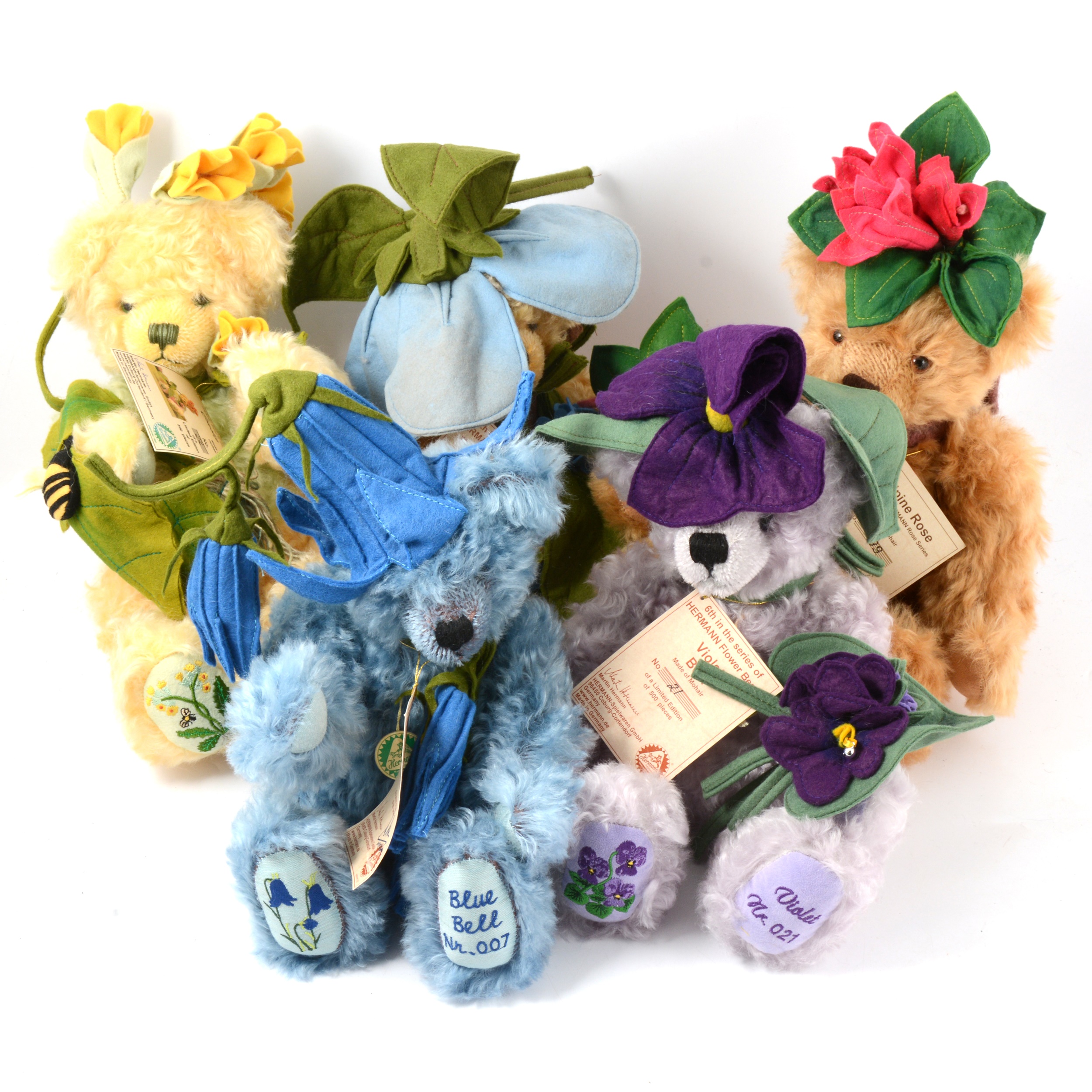 Hermann-Spielwaren Flower series mohair teddy bears, fifteen. - Image 2 of 3