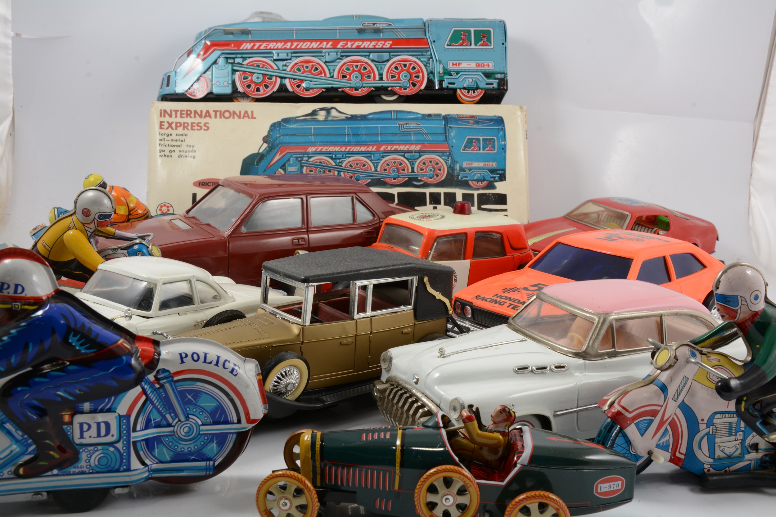 Vintage tin-plate and plastic toys, including Pocher Italy Fiat 132, brown body - Image 2 of 2