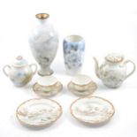 Royal Copenhagen vase, Japanese cloisonne vase, teaset and other ceramics.
