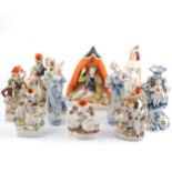 Collection of Staffordshire figures, etc