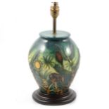 Moorcroft Pottery lamp base, pine cone design