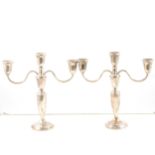 Pair of American 'Towle Sterling' white metal three-arm candelabra.
