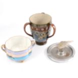 Royal Doulton loving cup, Noritake bowl and French glass mounted ashtray