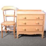 Small oak chest of drawers and a Victorian bedroom chair