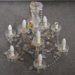 Nine-light cut glass chandelier