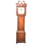 Oak and mahogany longcase clock, signed Sharman, Melton.