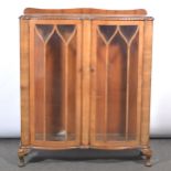 Art Deco walnut display cabinet