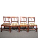 Set of four Edwardian mahogany dining chairs.