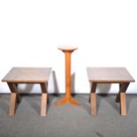 Pair of contemporary lamp tables and a jardinere stand