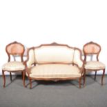 French walnut three piece salon suite