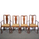 Set of six mahogany Queen Anne style dining chairs